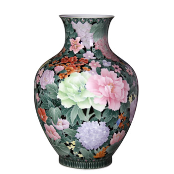 百花尊 邹艳常釉下五彩工笔汾水满花工艺作品 百花齐放